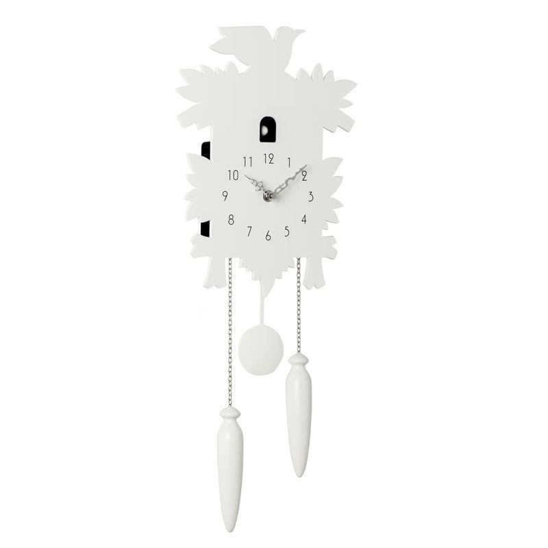 Modern Motion 23h" Cuckoo Clock with Removable Pendulum - White