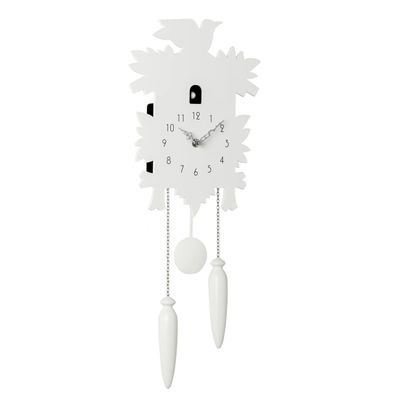 Modern Motion 23h" Cuckoo Clock with Removable Pendulum - White