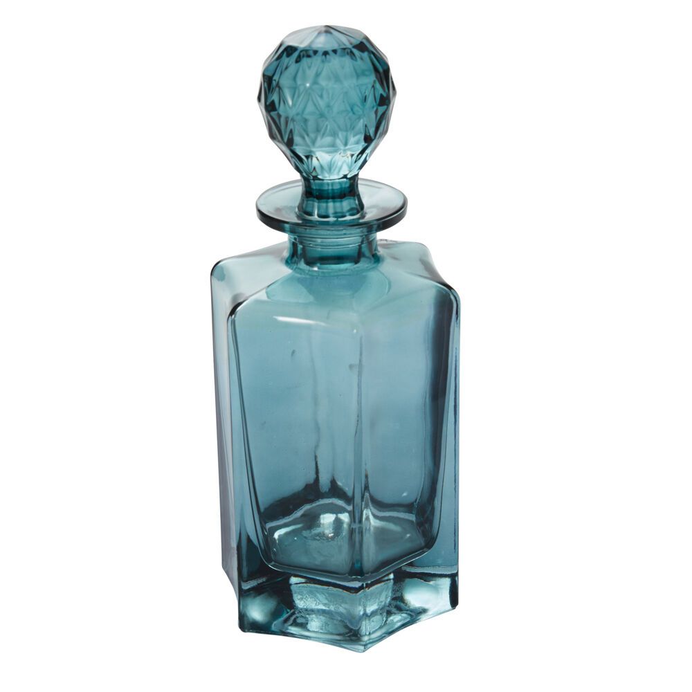 BAUDELAIRE DECANTER BLUE 4.25&quot;x 3.5&quot;x 10.25&quot;