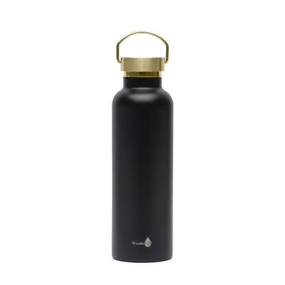 Black with Gold top Insulated Water Bottle- 24 Oz