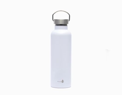 White with Silver Top WanderFull Water Bottle- 24 Oz