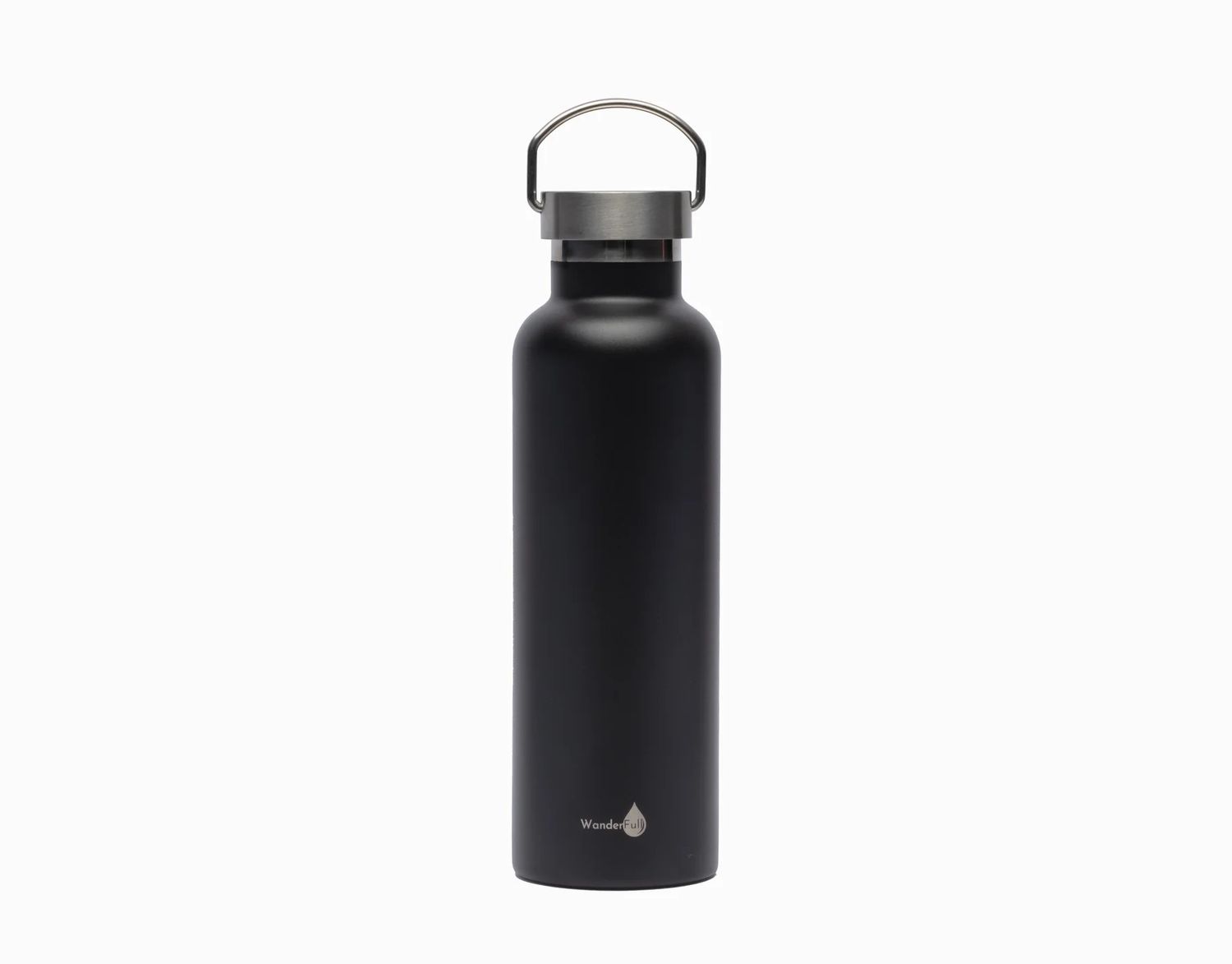 Black with Silver top Insulated Water Bottle- 24 Oz