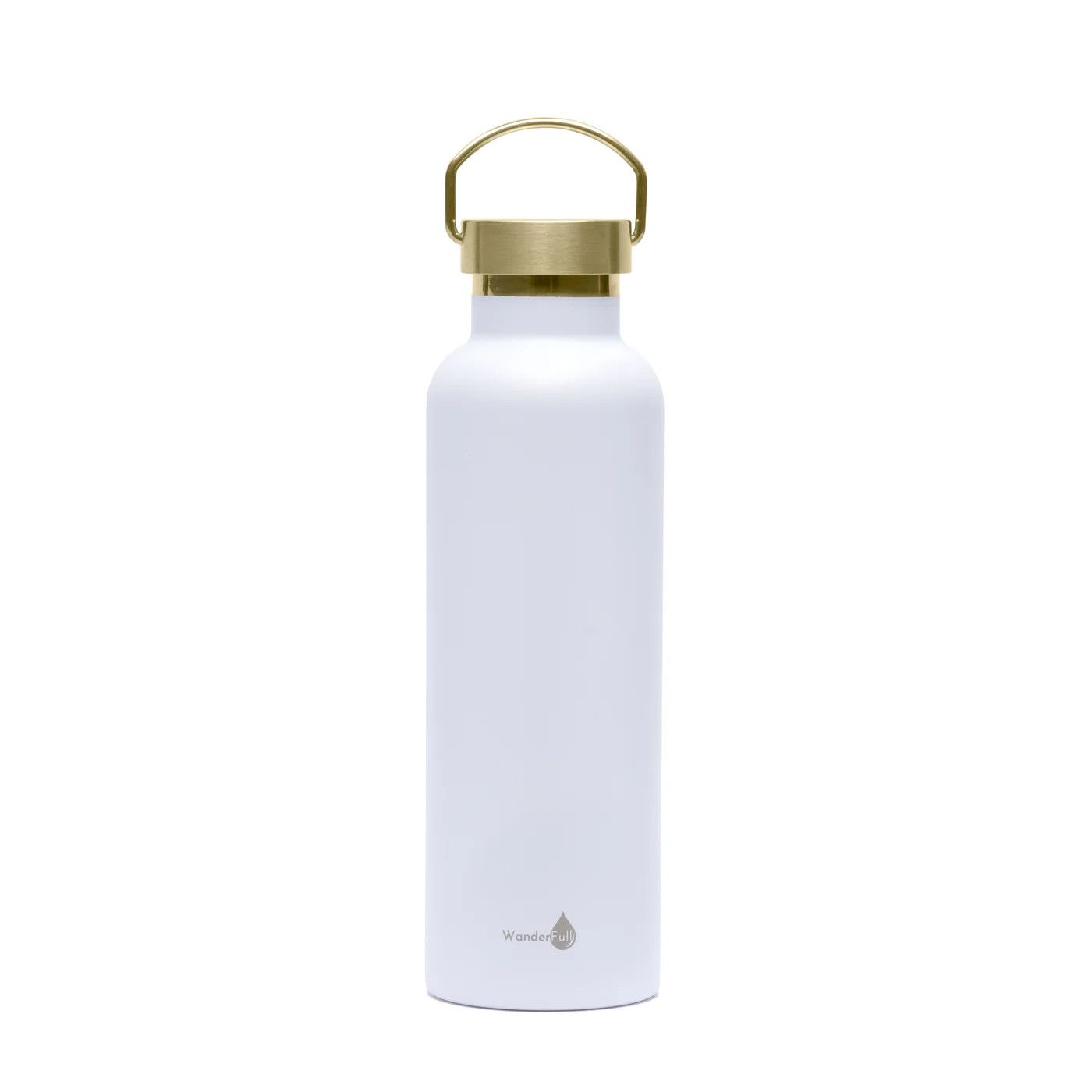 White with Gold top Insulated Water Bottle- 24 Oz