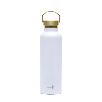 White with Gold top Insulated Water Bottle- 24 Oz
