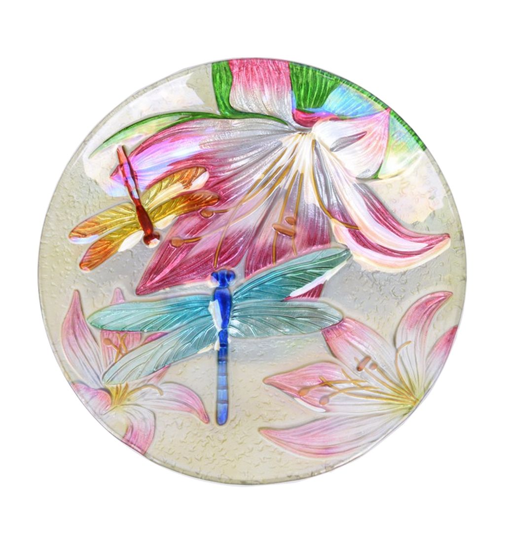 18&quot; Dragonfly Glass Plate Bird Bath