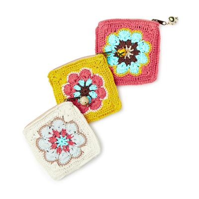 COTTON CROCHET COIN PURSE (WHITE, YELLOW, PINK)