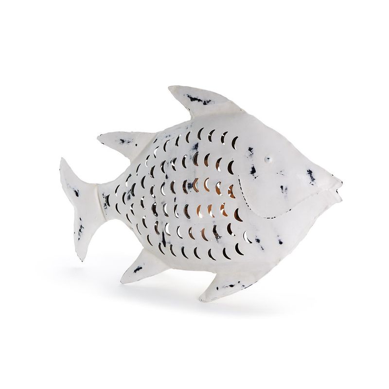 METAL FISH SCULPTURE LANTERN - LARGE