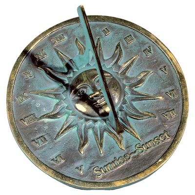 Solid Brass Sunrise-Sunset Sundial, 8.5&quot; Dia
