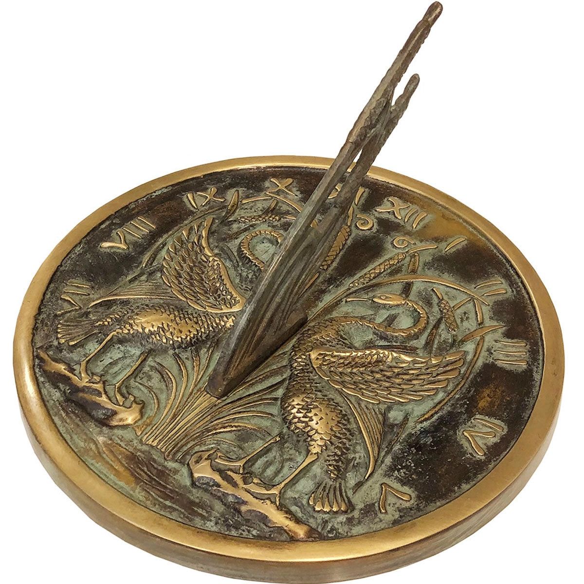 Rome Solid Brass Swan Sundial, 10&quot; Dia,
