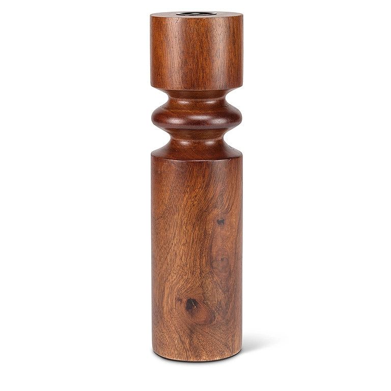 Lg Turned Taper Holder-Brown -10&quot;H