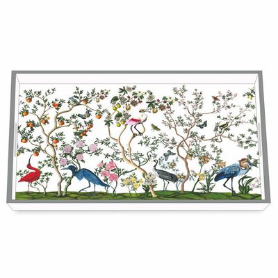 WOODEN VANITY TRAY- BIRD &amp; BRANCH CHINOISERIE