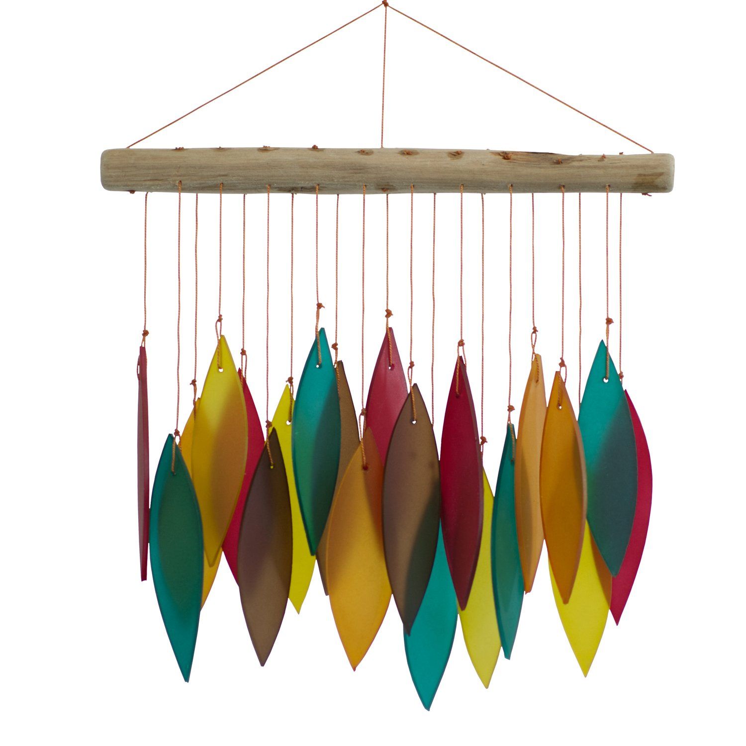 874-BO LEAF TUMBLED GLASS WIND CHIME - BODHI