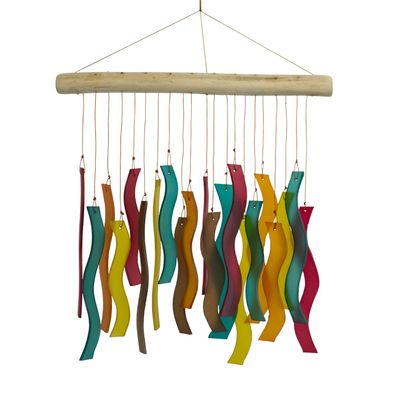 875-BO WAVE TUMBLED GLASS WIND CHIME - BODHI