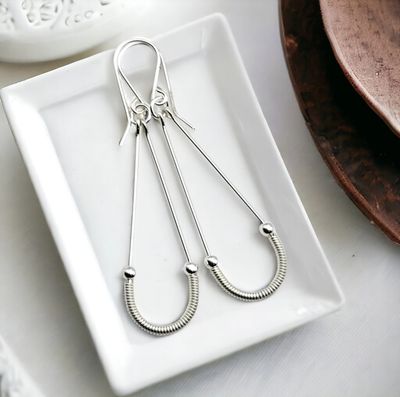 Modern Sterling Silver Coil Hoop Earrings