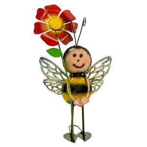 102808 METAL BEE W/ FLOWER  10X6X17&quot;