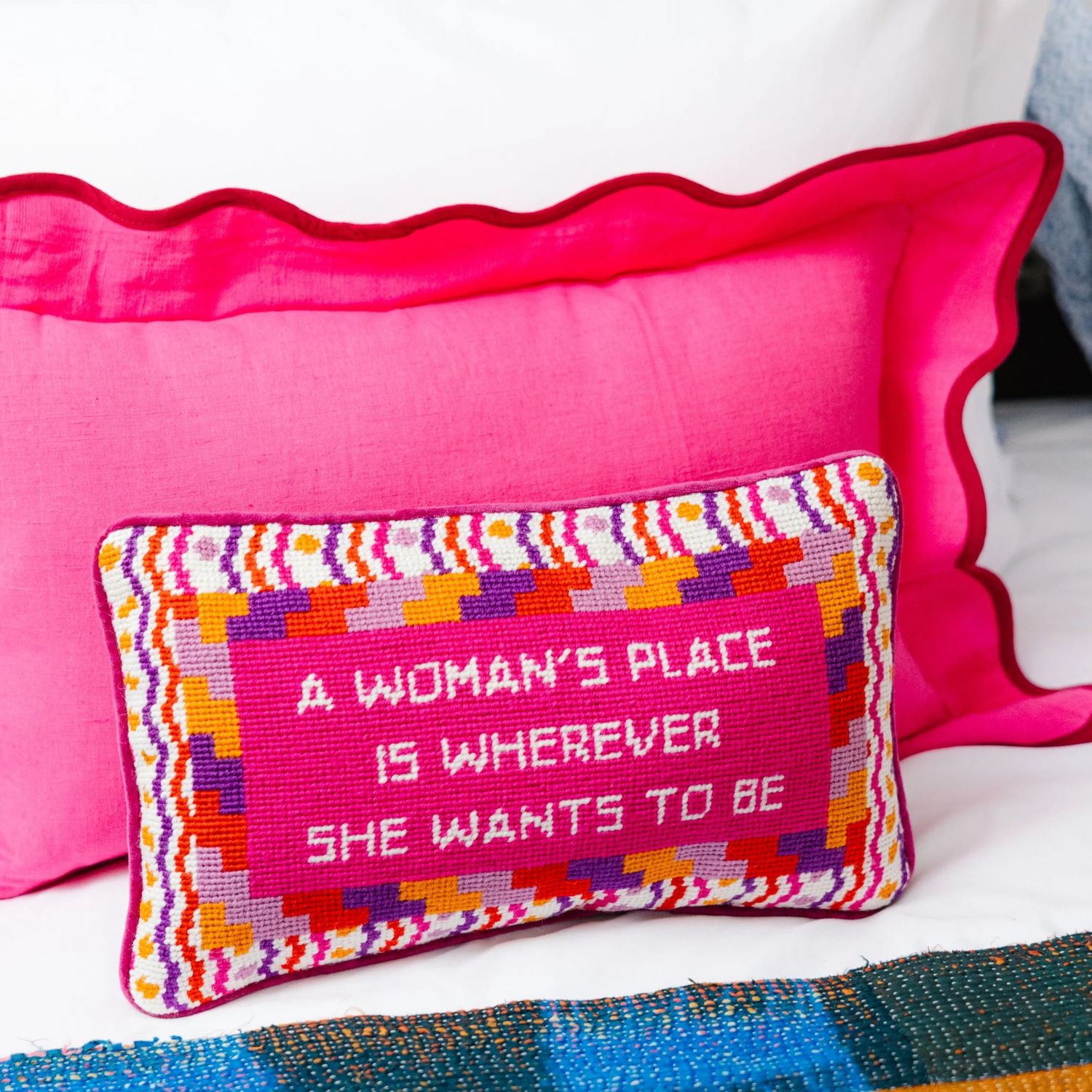 Wherever She Wants Needlepoint Pillow