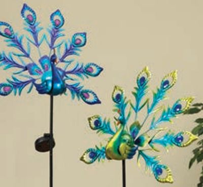 0700 SOLAR PEACOCK SOLAR STAKE - BLUE OR GREEN TAIL