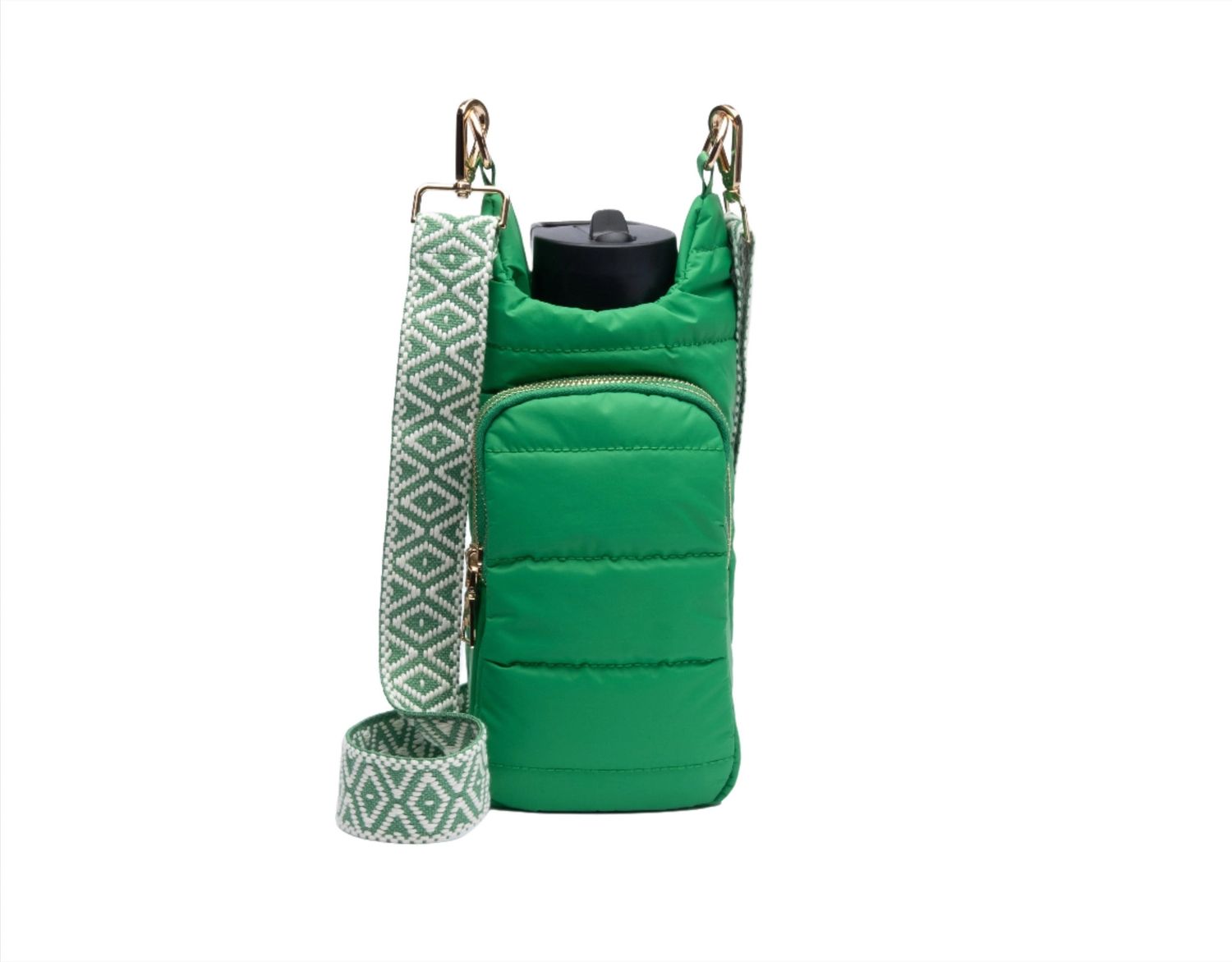 KELLY GREEN MATTE HYDROBAG W/ GREEN AND WHITE STRAP