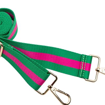 PINK GREEN STRIPE STRAP W/ GOLD HARDWARE