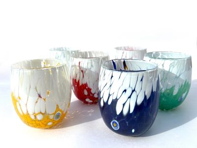 &quot;THE COLORS OF MURANO&quot; WATER GLASS / ASSORTED COLORS MURRINE FREE