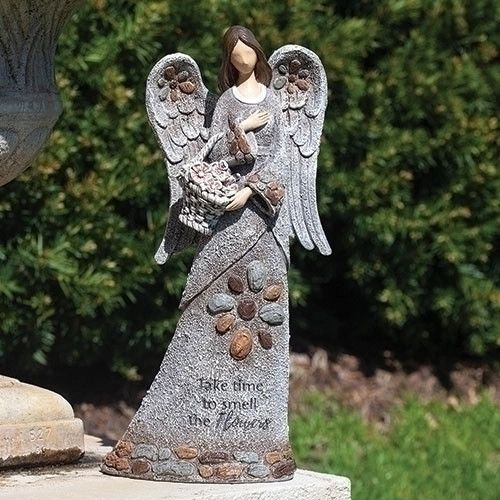 14&quot;H Angel W/Basket Pebble