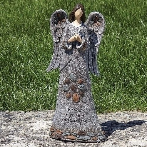 14&quot;H Angel W/Butterfly Pebble Statue