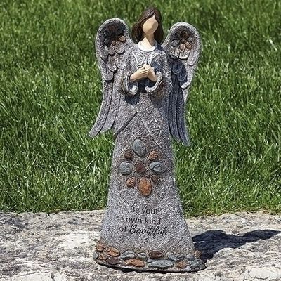14&quot;H Angel W/Butterfly Pebble Statue