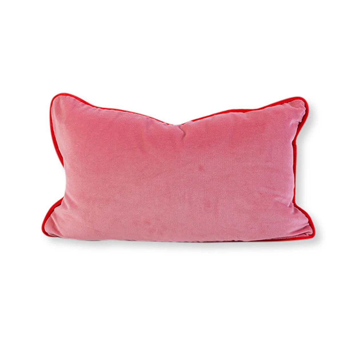 CHARLISS - VELVET LUMBAR PILLOW COVER - LIGHT PINK &amp; CHERRY w/INSERT