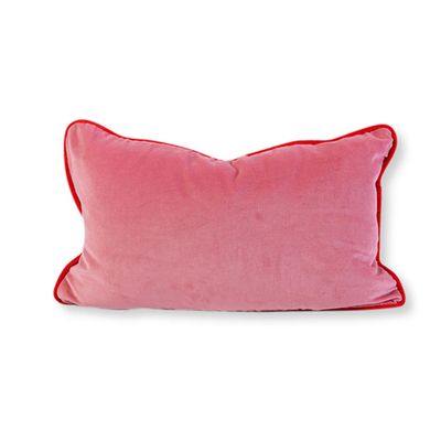 CHARLISS - VELVET LUMBAR PILLOW COVER - LIGHT PINK &amp; CHERRY w/INSERT