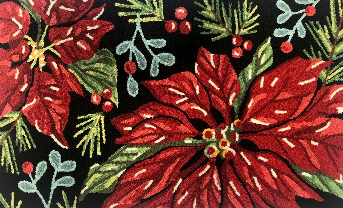 INDOOR / OUTDOOR RUG POINSETTIA BLACK (24X36&quot;)