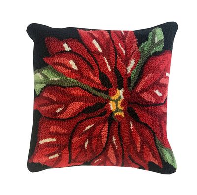 POINSETTIA TOSS PILLOW 18&quot;X18&quot; BLACK