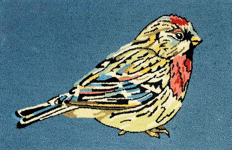 INDOOR / OUTDOOR RUG LUNA BIRD BLUE  24&quot; X 36&quot;