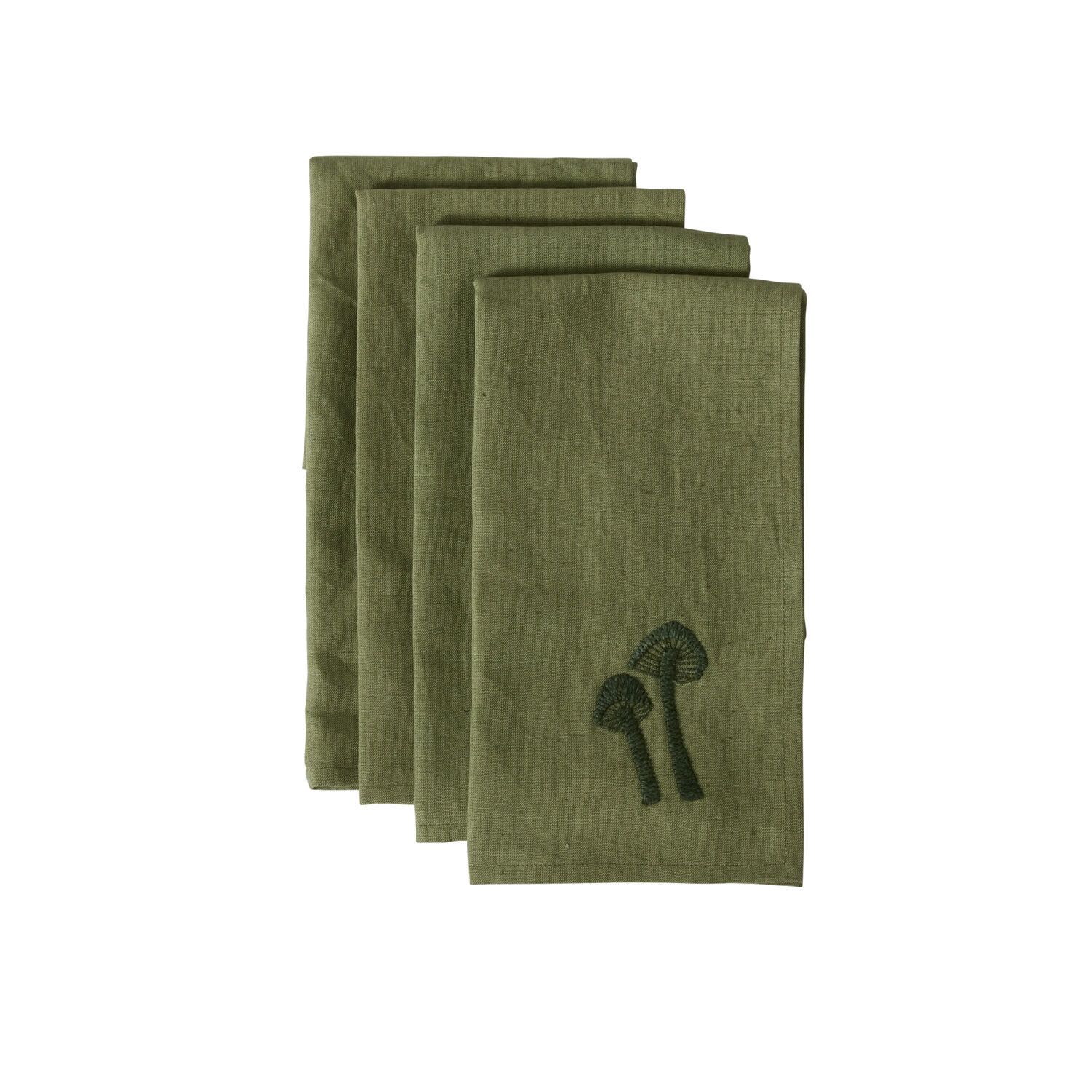 TABLE NAPKINS - GREEN MUSHROOM - SET OF 4