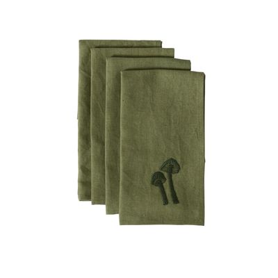 TABLE NAPKINS - GREEN MUSHROOM - SET OF 4