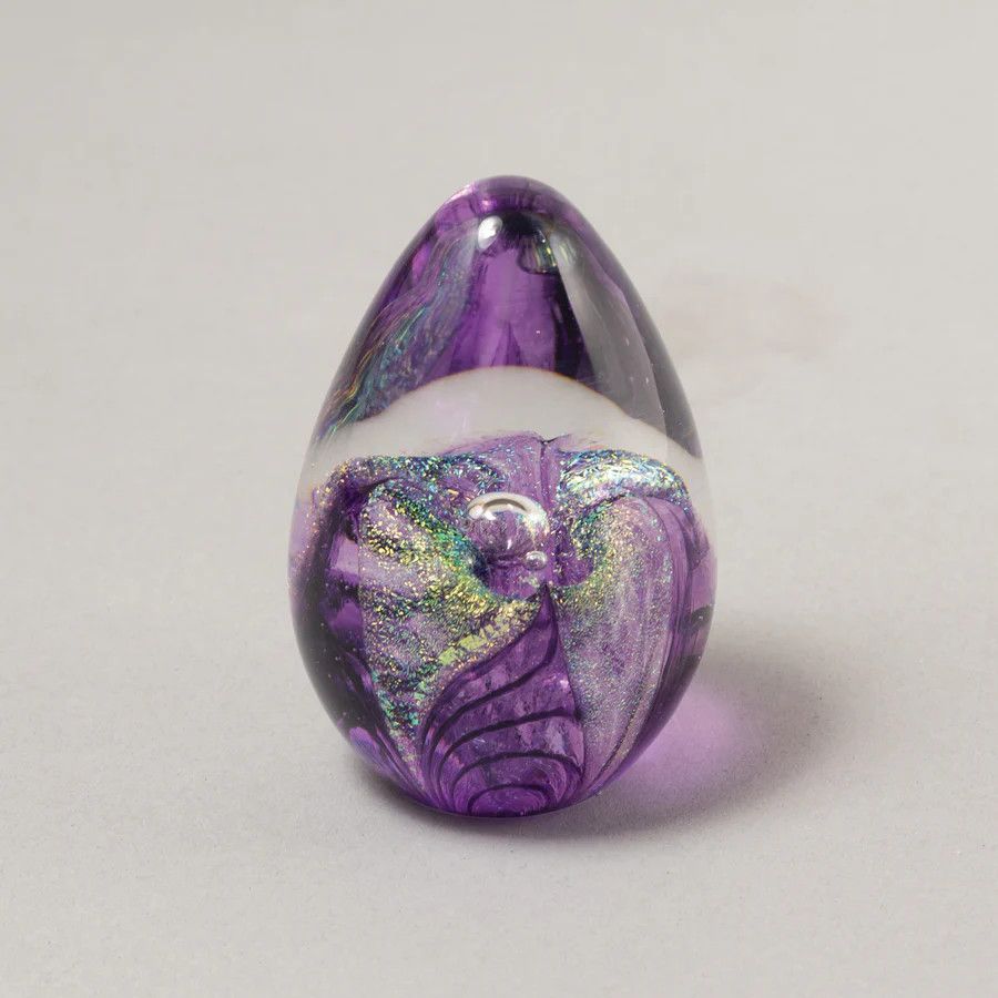 PURPLE PASSION FLOWER DICHROIC EGG PAPERWEIGHT