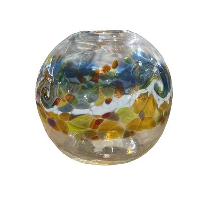 7&quot; ROUND COLOR WAVE VASE - GOLDEN DAWN
