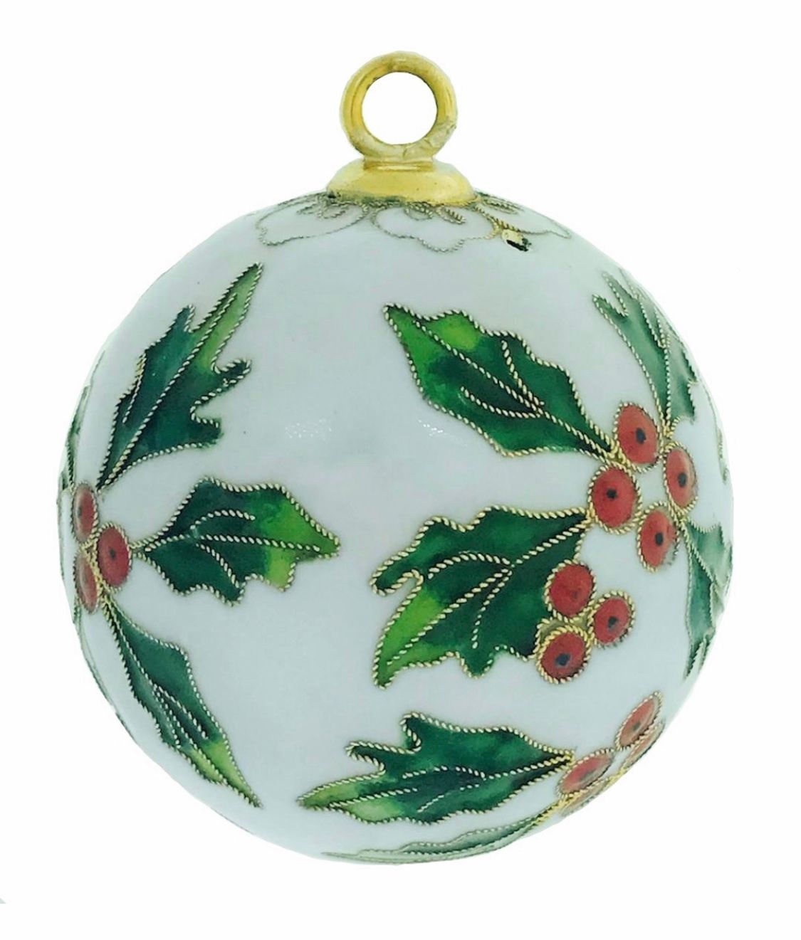 Cloisonne Ball Ornament Holly