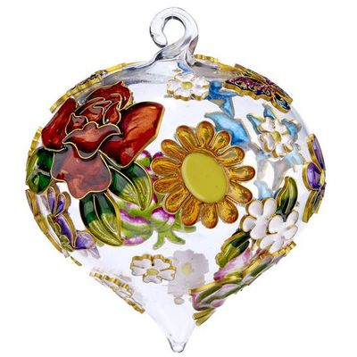 Cloisonne Butterfly/Flower Glass Ornament