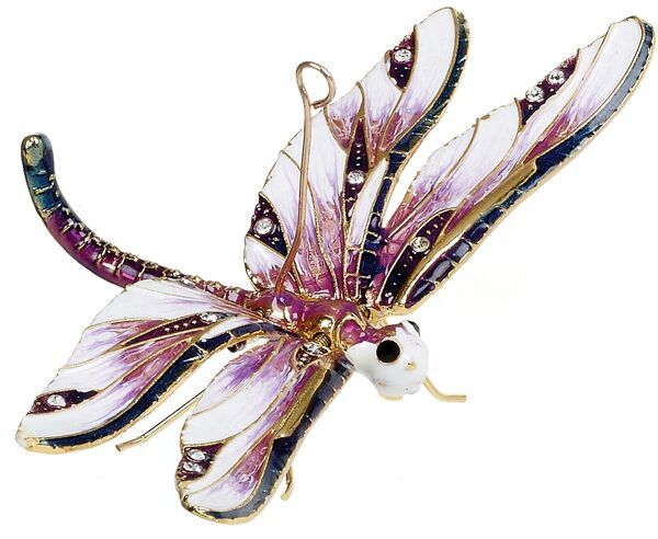 PURPLE BEJEWELED ARTICULATED DRAGONFLY ORNAMENT - PW