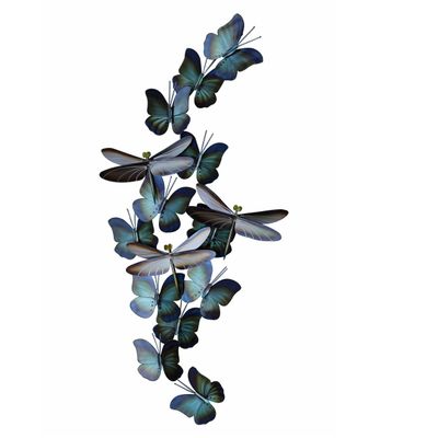 DRAGONFLY W/ BUTTERFLY MIXED METAL WALL SCULPTURE MM061S