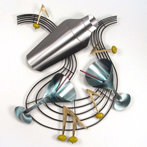 MM702 DANCING MARTINI METAL WALL ART