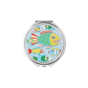 TRINKET / PILL BOX W MIRROR - SCHOOL OF FISH