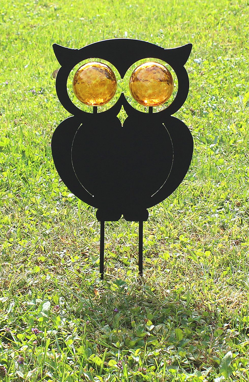 &quot;Its A Hoot&quot; Metal Lawn Ornament w Glass Eyes