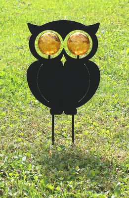 &quot;Its A Hoot&quot; Metal Lawn Ornament w Glass Eyes