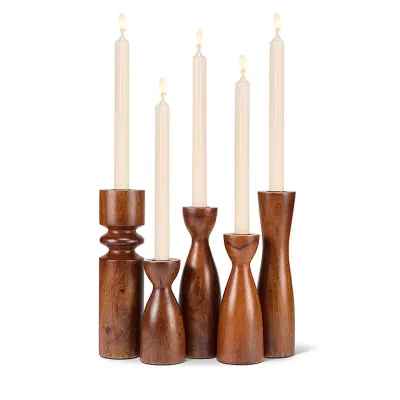 Lg Turned Taper Holder-Brown -10"H