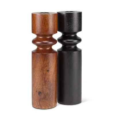 Lg Turned Taper Holder-Blk-10"H