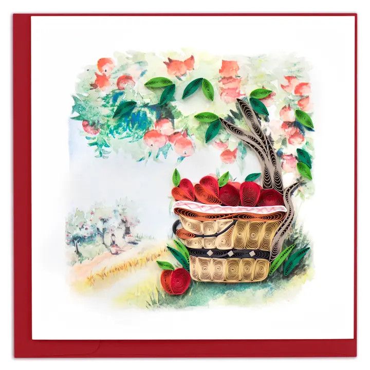 QUILLED GREETING CARD APPLE ORCHARD