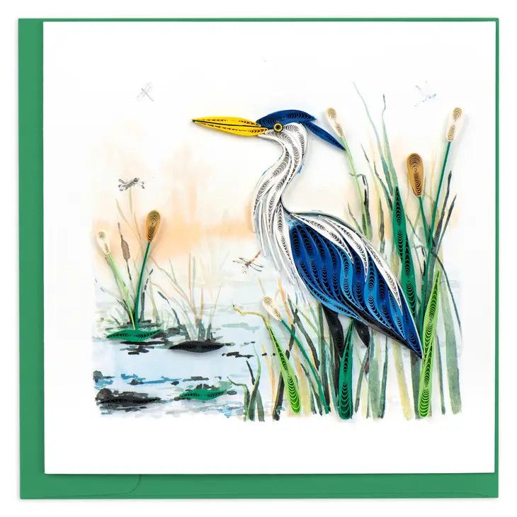 QUILLED GREETING CARD GREAT BLUE HERON