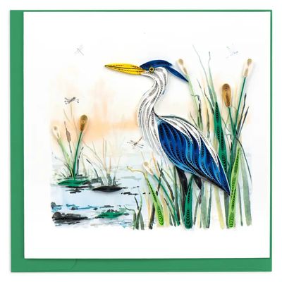 QUILLED GREETING CARD GREAT BLUE HERON