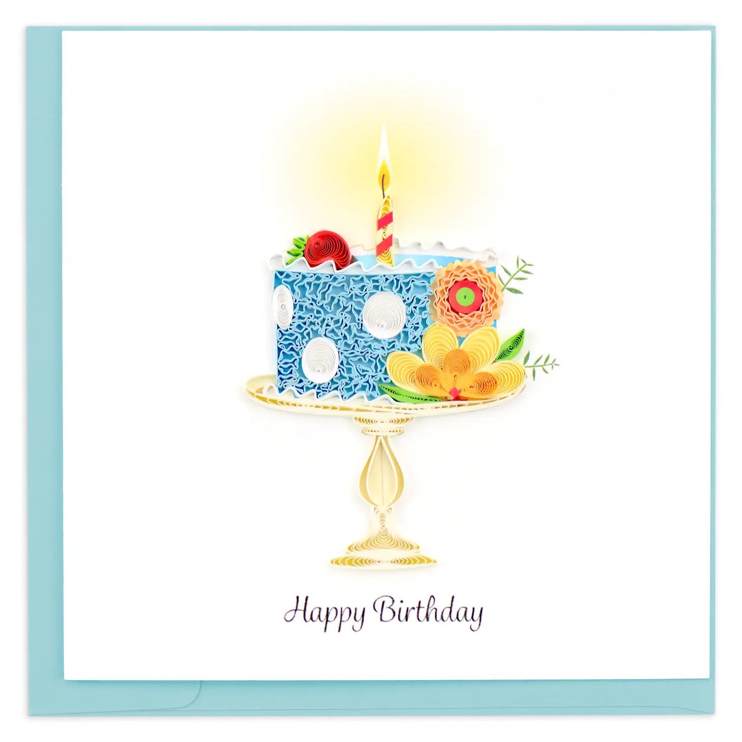 QUILLED GREETING CARD WHIMSICAL BIRTHDAY CAKE